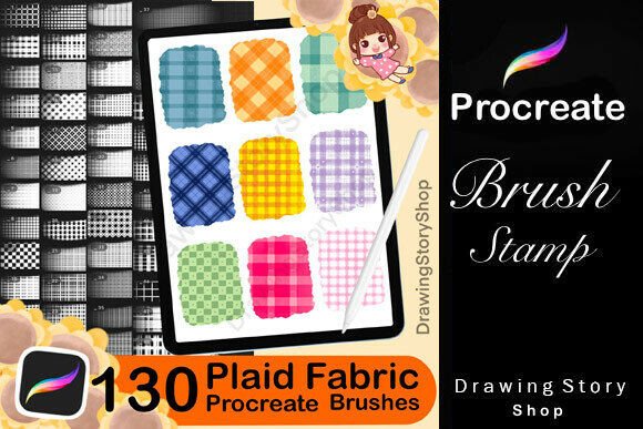 130 Plaid Fabric PROCREATE Brushes: A Unique Tool for Digital Fabric Art