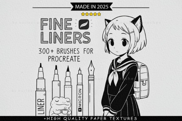 300 Fine Line Brushes for Procreate