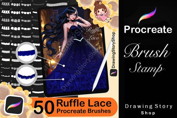 50 Procreate Ruffle Brushes for Creative Fashion Design