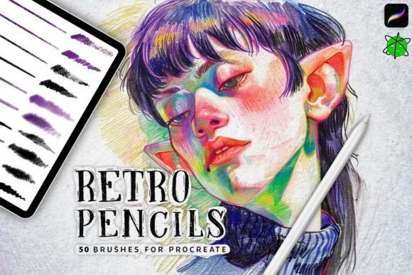 50 Retro Pencil Procreate Brushes: Bridging Analog Charm with Digital Precision