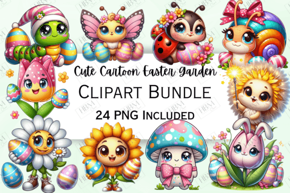 Bring Spring to Life with Cute Cartoon Easter Garden Clipart