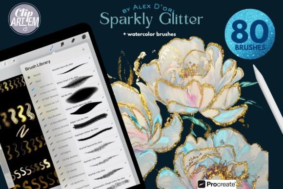 Glitter Watercolor Procreate Brushes 80: A Blend of Sparkle and Substance for Digital Artists