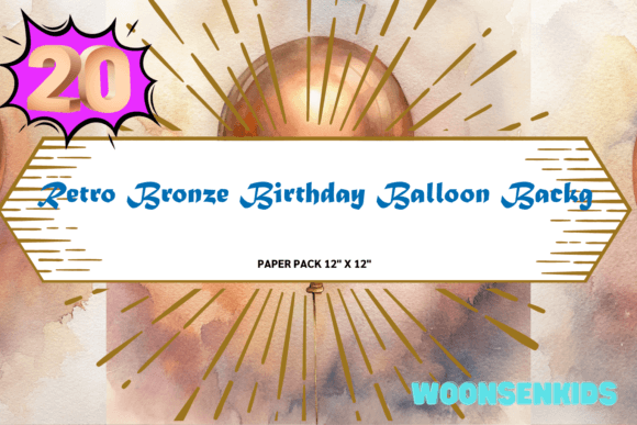 Top Retro Bronze Birthday Balloon Background Watercolor Png Kdp Digital Paper