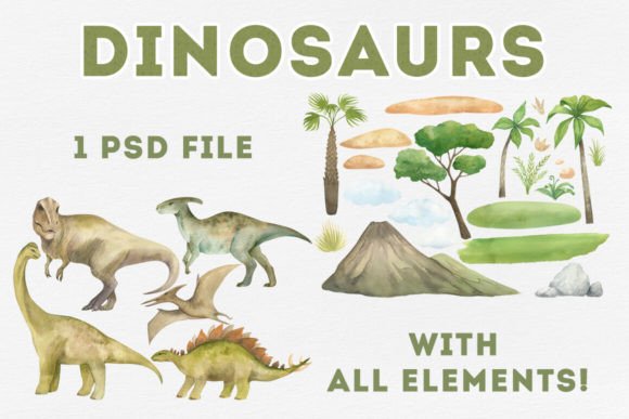 Unlocking Creative Potential with Dinosaurs Watercolor Clip Art PSD
